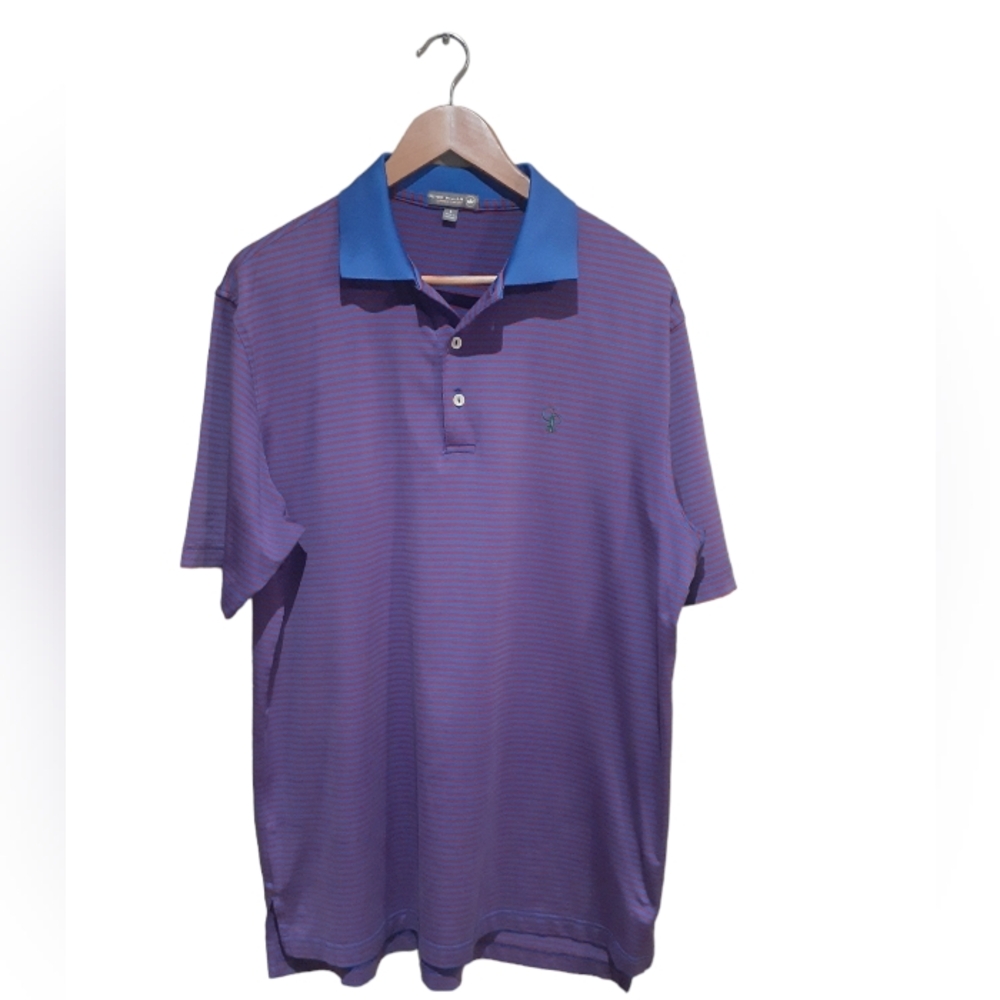 Peter Millar Men's Summer Comfort Competition Stripe Stretch Jersey Polo Large